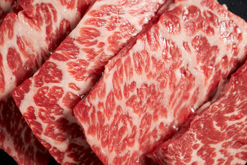 Fresh raw meat on a plate