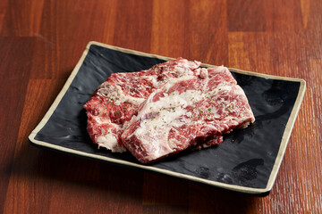 Fresh raw meat on a plate