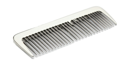 Elegant Silver Metal Comb Isolated Realistic Photo Gentle Lighting