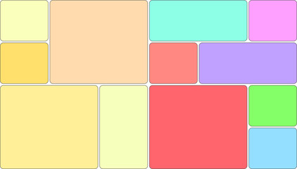 Colorful geometric mosaic of rectangles and squares in pastel shades