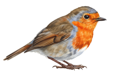 European Robin Bird Realistic Photo Detailed Texture Warm Orange Chest