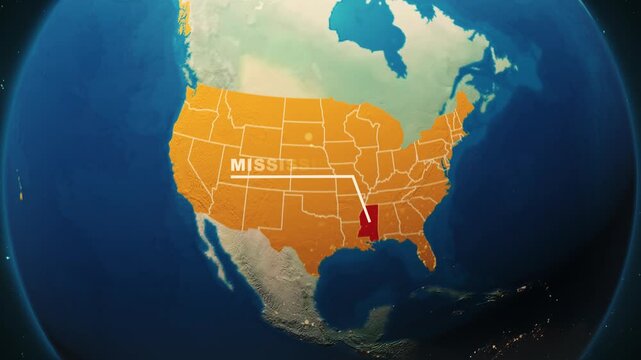 United States Map Animation &ndash; Mississippi State Highlight