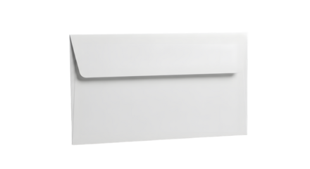 Blank white envelope isolated on transparent background clean and simple stationery for sending letters, invitations, or greetings ready for your design