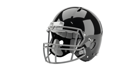 Black american football helmet isolated on transparent background, a crucial piece of protective gear for athletes, ensuring safety during intense gameplay