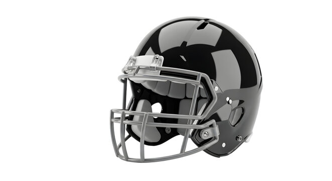 Black american football helmet isolated on transparent background, a crucial piece of protective gear for athletes, ensuring safety during intense gameplay
