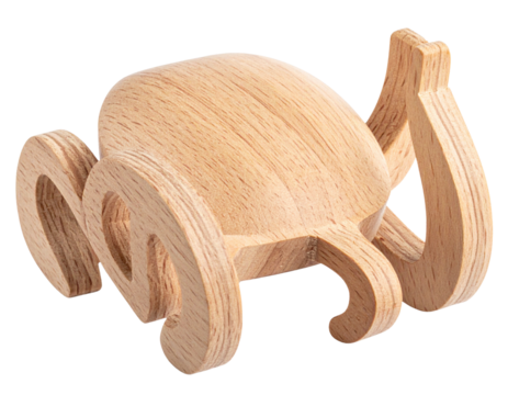 Minimalist Wooden Tick Toy, Geometric Modern Design, isolated