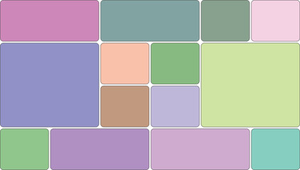 Abstract geometric pattern of pastel colored blocks with rounded corners