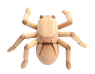  Minimalist Wooden Orb Weaver Spider Toy, Geometric Design, isolated