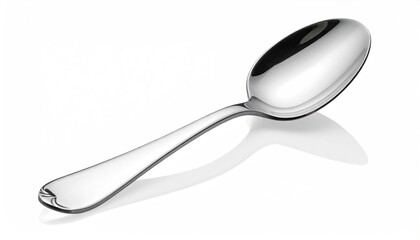 Elegant Silver Spoon on White Background - Culinary Tool.