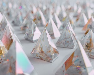 Abstract Geometric Pyramids With Iridescent Colors