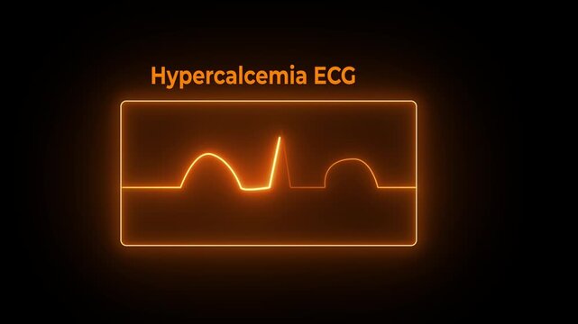 The main ECG abnormality seen with hypercalcaemia is shortening of the QT interval on black background&middot;