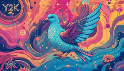 Obraz premium peacock feather wall pattern illustration