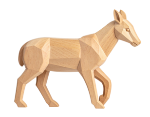  Minimalist Wooden Javelina Toy, Geometric Modern Design, isolated