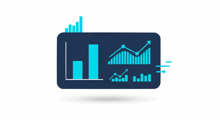 Obraz premium Digital dashboard showcasing business analytics with dynamic data visualizations, including bar and line charts, for financial insights, strategic reporting, and informed decision-making