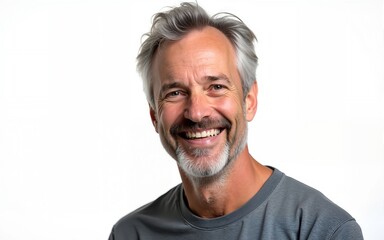 Obraz premium Portrait of smiling mature man standing on transparent background. High quality