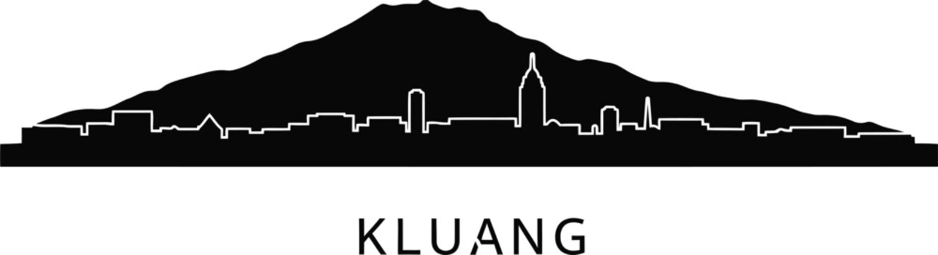 Kluang Malaysia Skyline Silhouette with Mountain Background