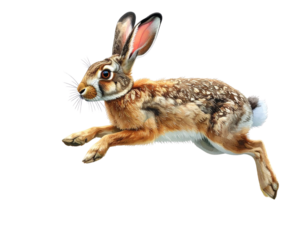 Wild Hare Leaping Through Spring Meadow PNG
