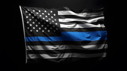 Thin blue line flag with stars and stripes