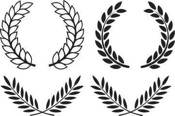 Obraz premium Awards and Branch Style Leaf Illustration Set. Laurel Leaf and Award Symbol Collection. Elegant Branch and Trophy Artwork Design. Golden Leaf and Award Illustration Pack. Decorative Branch Leaf Award