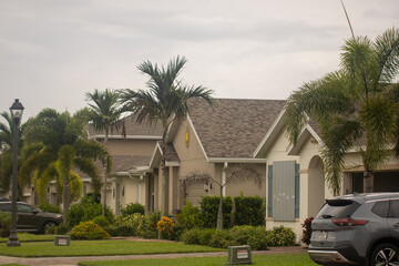 Shuttered homes before a hurricane