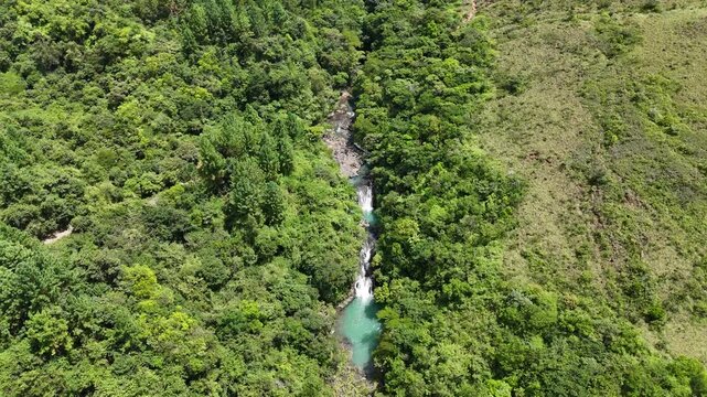 R&iacute;o natural entre bosque tropical con agua cristalina y vegetaci&oacute;n exuberante