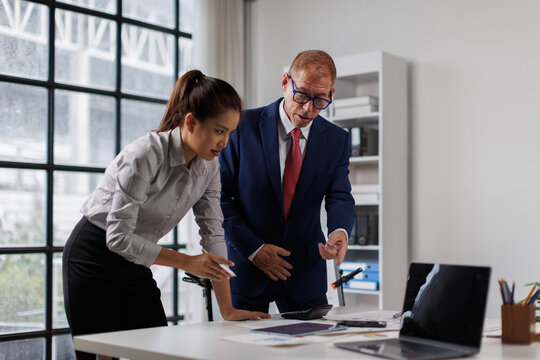 Conversation, planning and business people in office, finance and coworking to review budget. Employees, staff and accounting firm with cooperation, coaching and mentor with feedback and teamwork

