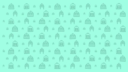 Cozy winter seamless pattern featuring line art of sweaters and hats on a soft green background, perfect for seasonal designs. 4K video - Powered by Adobe