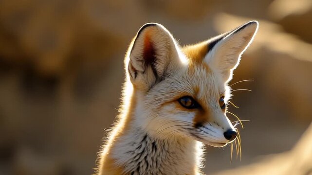 Adorable Fennec Fox Portrait - A Desert Wonder with Enormous Ears.