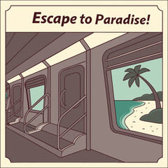 Tropical Beach View from a Train Window