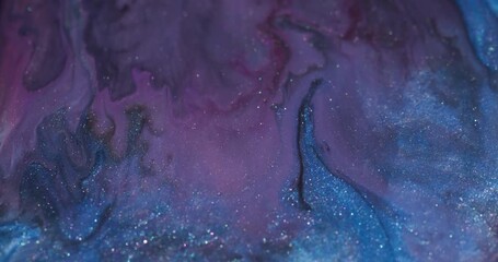 Ink stains. Shiny water texture. Defocused purple blue color shimmer liquid dark black fluid floating on abstract creative background. - Powered by Adobe