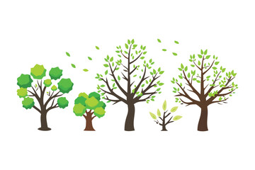 Eco-Friendly Forest: Vibrant and lively illustration featuring a collection of animated trees, illustrating environmental care and sustainability. The scene is brimming with life.