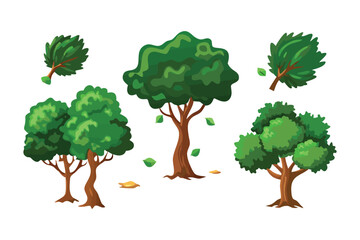 Obraz premium Nature's Artwork: A collection of various tree illustrations showcases their lush green foliage, diverse forms, and the essence of the natural environment.