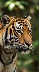 Naklejka premium Majestic Bengal tiger close-up in natural habitat