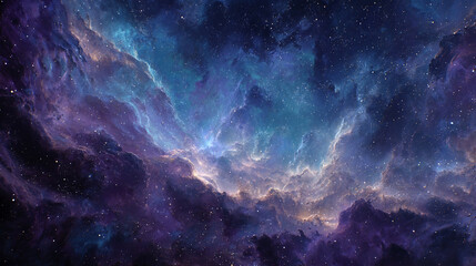 Abstract violet to indigo cosmic gradient background with soft transitions and subtle glow. Evokes depth, mystery, and tranquility, perfect for modern designs, web art, or futuristic visual concepts.