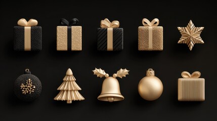 Festive Gold Decorations and Gifts for Holiday Celebrations