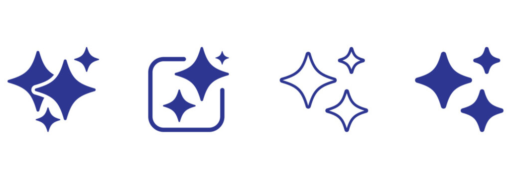 Generated AI icons set. AI star symbol with a pointed and rounded tip. AI logotype. Artificial intelligence concept. Icon element for app and web. Vector Illustration Design. eps 10