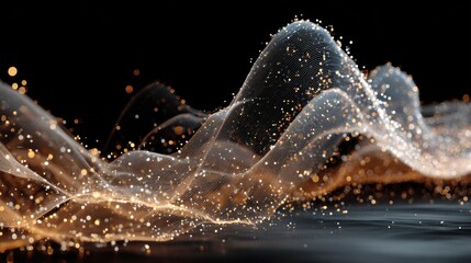 Dynamic Abstract Waves of Light and Particles on a Dark Background
