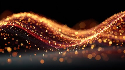 Abstract Futuristic Waves with Glowing Particles in Dark Background