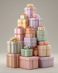 Colorful Gift Boxes Decorated with Ribbons and Bows on Display