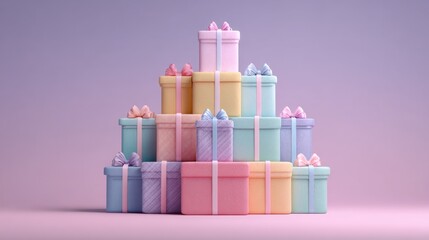 Colorful Gift Boxes Stacked in a Creative Arrangement for Celebration