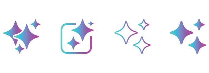 Generated AI icons set. AI star symbol with a pointed and rounded tip. AI logotype. Artificial intelligence concept. Icon element for app and web. Vector Illustration Design. eps 10