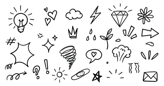 Doodle expression sign, hand drawn doodle comic element