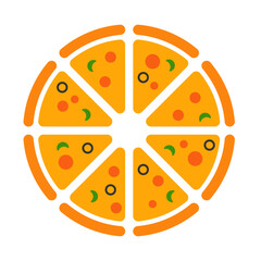 Pizza flat logo icon vector illustration minimal design