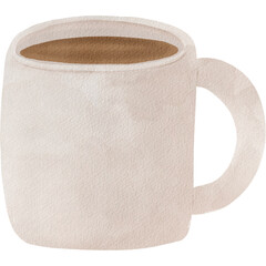 水彩風のコーヒーカップ　ナチュラルで温かみのあるカフェイラスト素材