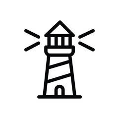 Lighthouse line icon with light beams, simple maritime navigation vector illustration