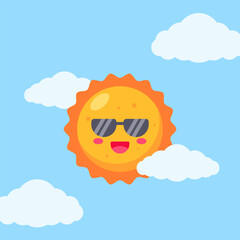 Cute Sun Cartoon with Sunglasses
