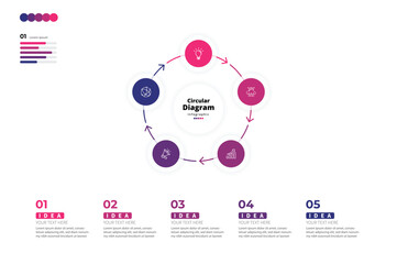 Modern minimalist, elegant, clean circular steps editable infographic design template