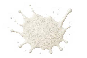 White milk splash with froth and foam bubbles on transparent background creating abstract liquid shape