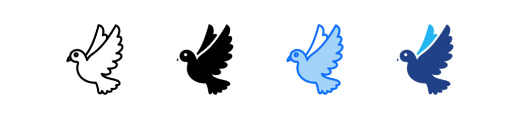Peace Dove Icon Set Multiple Style Collection