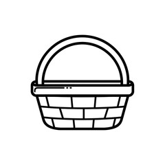 Wicker Basket Icon – Handwoven Storage, Picnic, and Market Basket Illustration